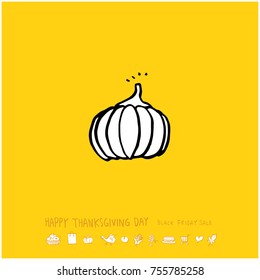 Hand drawn illustration / Happy Thanksgiving Day - vector