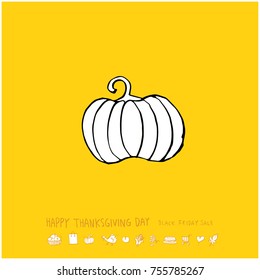Hand drawn illustration / Happy Thanksgiving Day - vector