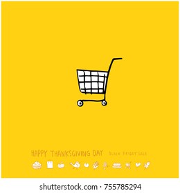 Hand drawn illustration / Happy Thanksgiving Day - vector