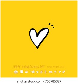 Hand drawn illustration / Happy Thanksgiving Day - vector