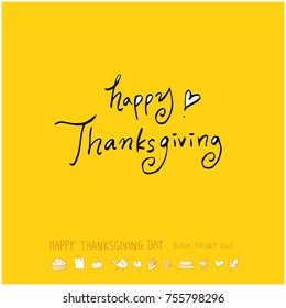 Hand drawn illustration / Happy Thanksgiving Day - vector