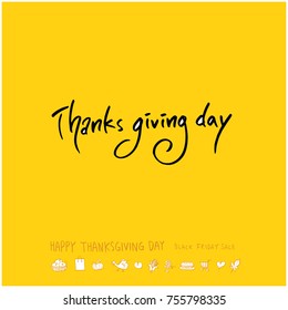 Hand drawn illustration / Happy Thanksgiving Day - vector