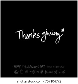 Hand drawn illustration / Happy Thanksgiving Day - vector