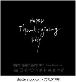 Hand drawn illustration / Happy Thanksgiving Day - vector