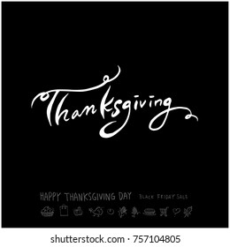 Hand drawn illustration / Happy Thanksgiving Day - vector