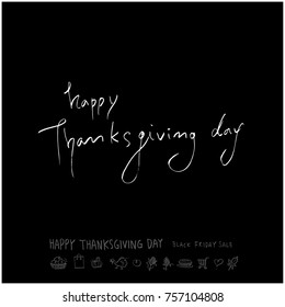 Hand drawn illustration / Happy Thanksgiving Day - vector