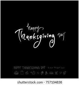 Hand drawn illustration / Happy Thanksgiving Day - vector