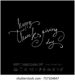 Hand drawn illustration / Happy Thanksgiving Day - vector