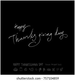 Hand drawn illustration / Happy Thanksgiving Day - vector