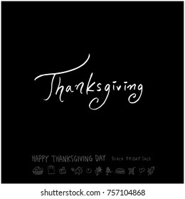 Hand drawn illustration / Happy Thanksgiving Day - vector