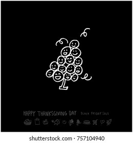 Hand drawn illustration / Happy Thanksgiving Day - vector