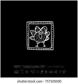 Hand drawn illustration / Happy Thanksgiving Day - vector