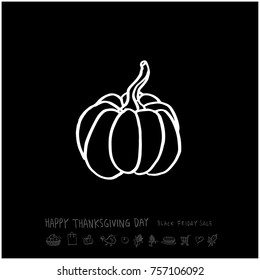 Hand drawn illustration / Happy Thanksgiving Day - vector