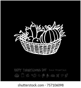 Hand drawn illustration / Happy Thanksgiving Day - vector