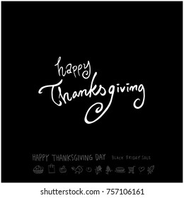 Hand drawn illustration / Happy Thanksgiving Day - vector