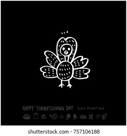 Hand drawn illustration / Happy Thanksgiving Day - vector