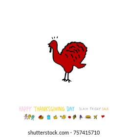 Hand drawn illustration / Happy Thanksgiving Day - vector