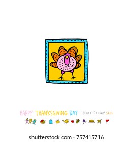 Hand drawn illustration / Happy Thanksgiving Day - vector