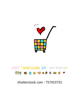 Hand drawn illustration / Happy Thanksgiving Day - vector