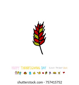 Hand drawn illustration / Happy Thanksgiving Day - vector