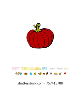 Hand drawn illustration / Happy Thanksgiving Day - vector