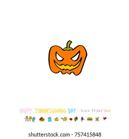 Hand drawn illustration / Happy Thanksgiving Day - vector