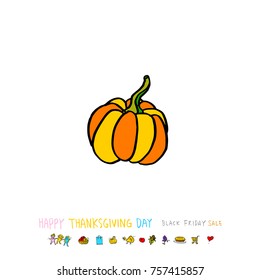 Hand drawn illustration / Happy Thanksgiving Day - vector