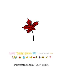 Hand drawn illustration / Happy Thanksgiving Day - vector
