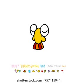 Hand drawn illustration / Happy Thanksgiving Day - vector