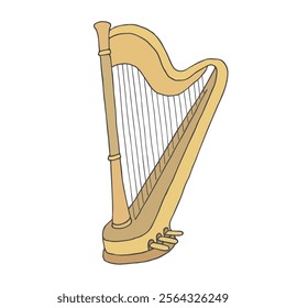 Hand drawn illustration of harp