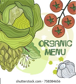 Hand drawn illustration with Healthy vegetables. Editable vector illustration