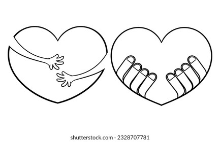 hand drawn illustration of a heart being hugged by a pair of hands, about someone's affection