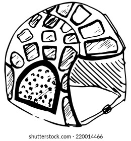 hand drawn illustration of a helmet to combat, Doodle 