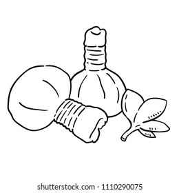 Hand drawn illustration of Herbal Compress Ball.