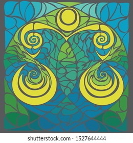 Hand drawn illustration. Horoscope Libra. Color puzzles.