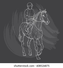 hand drawn illustration of horse racing