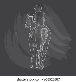 hand drawn illustration of horse racing