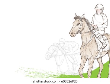 hand drawn illustration of horse racing background