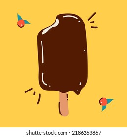 Hand drawn illustration of ice cream popsicles in a doodle style