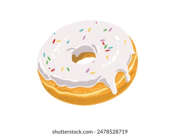 Ilustración dibujada a mano de donuts glaseados con spray de chocolate colorido