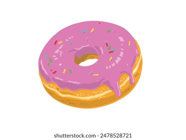 Ilustración dibujada a mano de donuts glaseados con spray de chocolate colorido