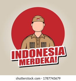 Hand drawn illustration of Indonesia independence day greeting card concept. Which is celebrated on August 17. (Translated: kemerdekaan indonesia)