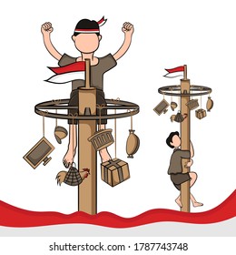 Hand drawn illustration of Indonesia independence day greeting card concept. Which is celebrated on August 17. (Translated: kemerdekaan indonesia)