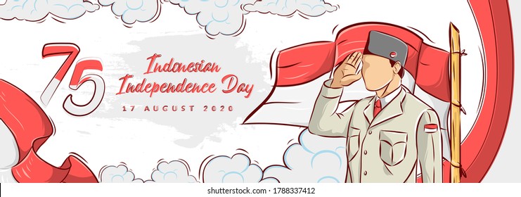 Hand Drawn Illustration of Indonesian Independence Day Background
