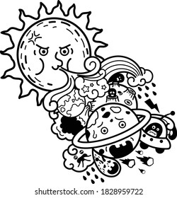 Hand drawn illustration of isolated Solar system vector