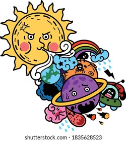 Hand drawn illustration of isolated Solar system vector