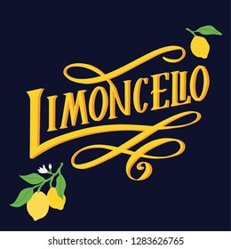 Dibujo manual del licor italiano Limoncello. Perfecto para los productos de souvenirs botella, camiseta, delantal. Fabricado en vector.