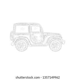 Hand drawn illustration of jeep 