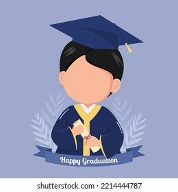 hand drawn illustration of kid graduation