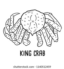 Hand drawn illustration of king crab.